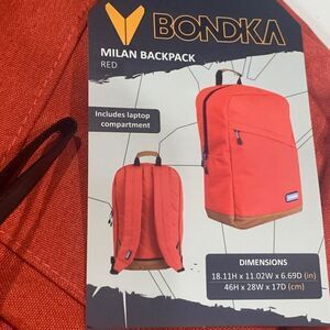 NWT Bondka Milan Backpack Coral Red Backpack Laptop Padded 18”x28”